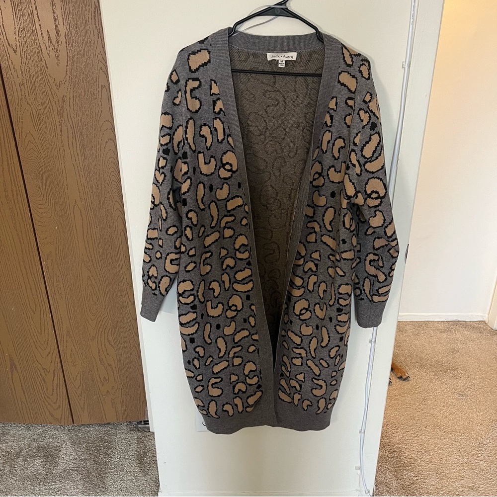 Gray Leopard Print Sweater